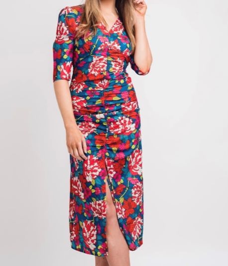 Maisy Floral Print Ruched Dress