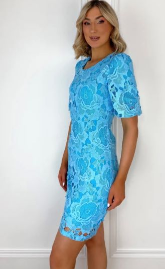 Turquoise lace shift dress