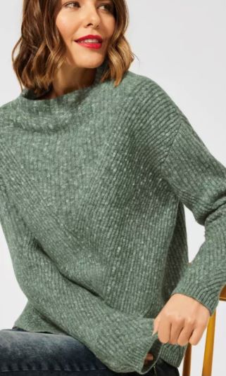 Street One Green Knit Rib Sweater 