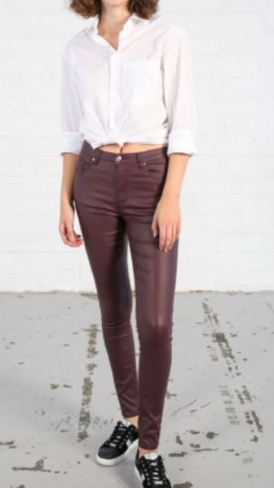Rant & Rave Wine Faux Leather Trousers
